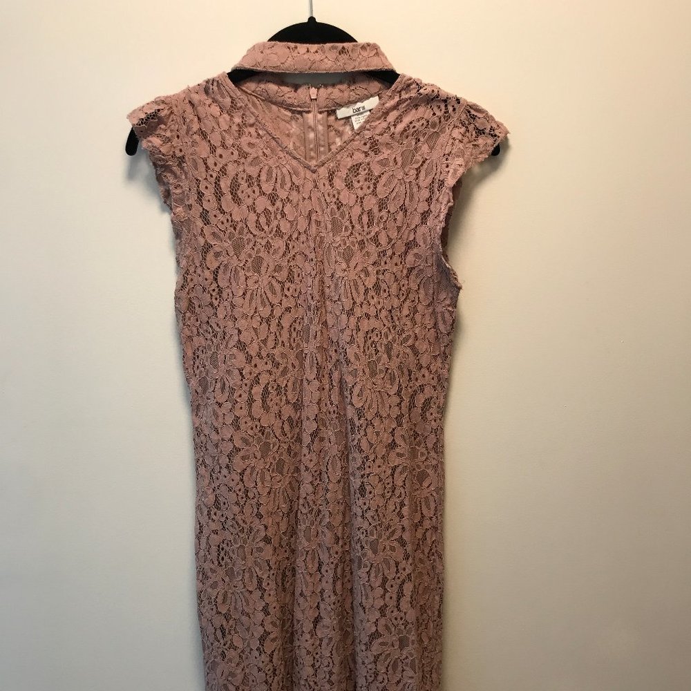 bar III Blush Pink Lace Choker Dress